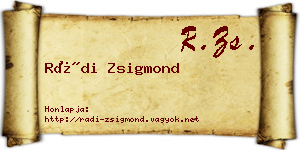 Rádi Zsigmond névjegykártya
